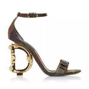 Dolce & Gabbana Baroque Logo Heel Sandals Size 38
